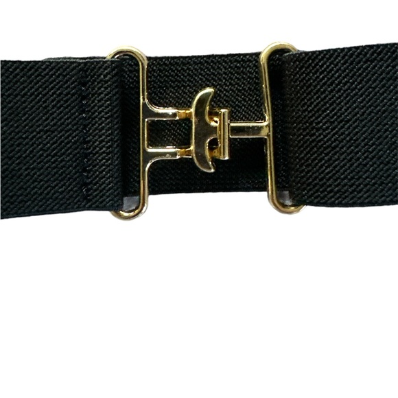 NEW Equestrian Elastic Surcingle Belt - Black with gold buckle -One Size - Picture 3 of 5